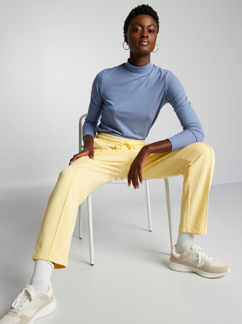 Camisola de gola alta em malha nervurada AZUL - Kiabi