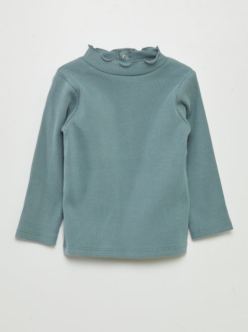Camisola de gola alta em malha nervurada - Kiabi