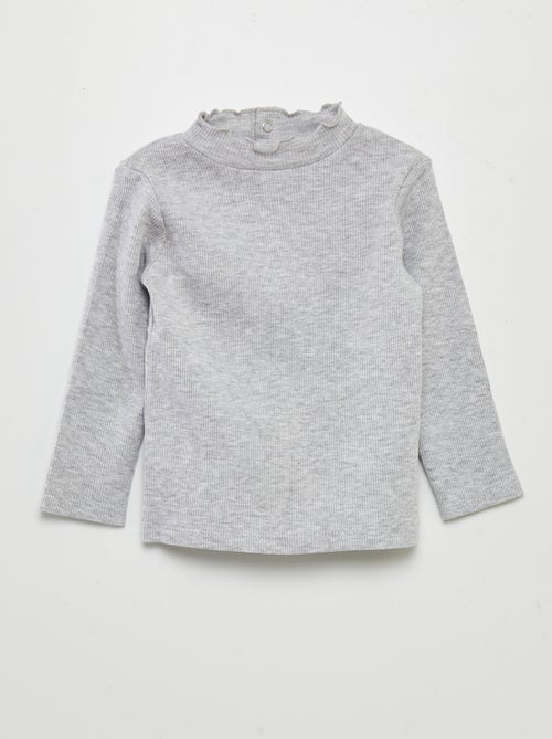 Camisola de gola alta em malha nervurada - Kiabi