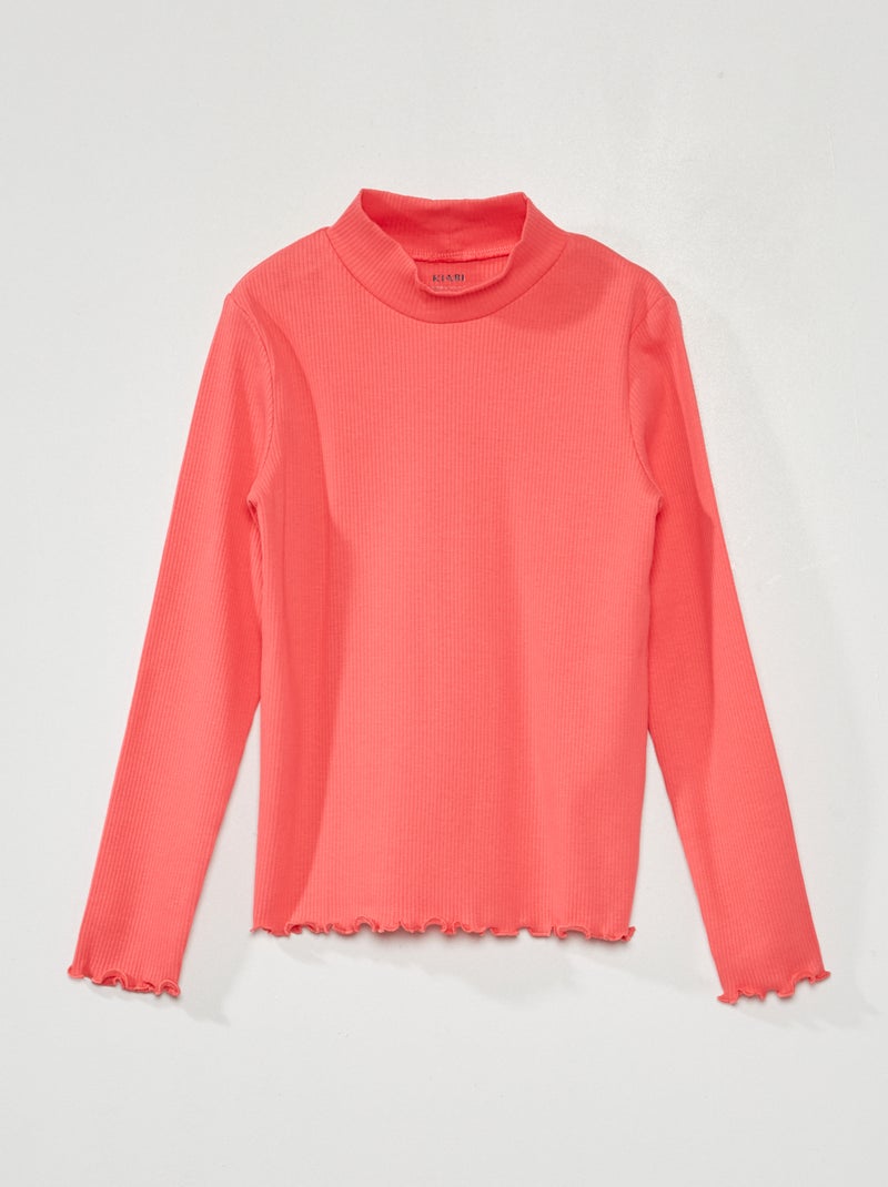 Camisola de gola alta em malha nervurada ROSA - Kiabi