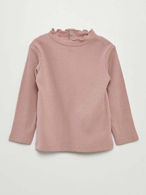 Camisola de gola alta em malha nervurada - Kiabi