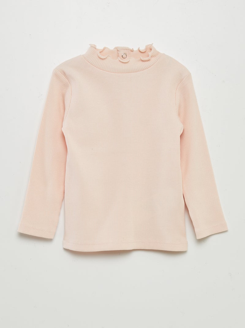 Camisola de gola alta em malha nervurada ROSA - Kiabi
