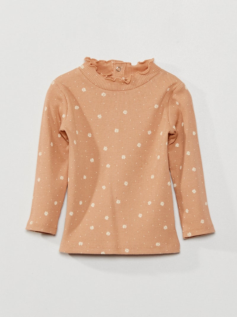 Camisola de gola alta em malha nervurada ROSA - Kiabi