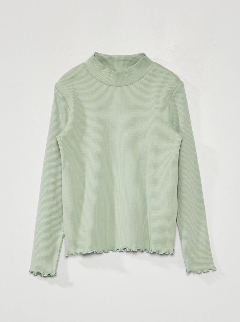 Camisola de gola alta em malha nervurada VERDE - Kiabi