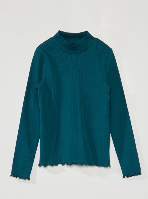Camisola de gola alta em malha nervurada - Kiabi