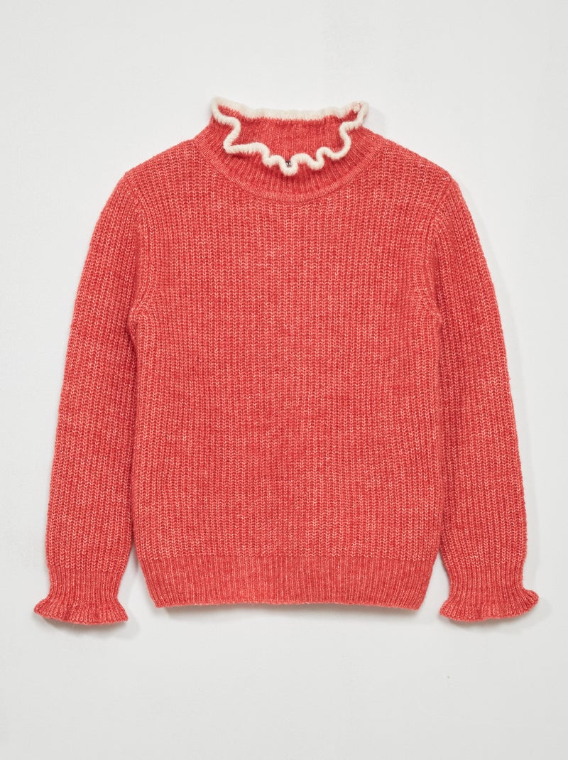 Camisola de gola alta em malha Vermelho - Kiabi