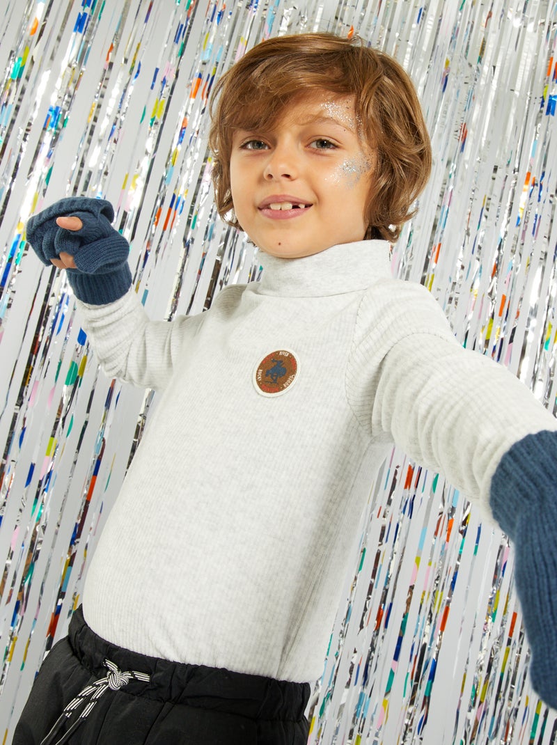 Camisola de gola alta em veludo BEGE - Kiabi