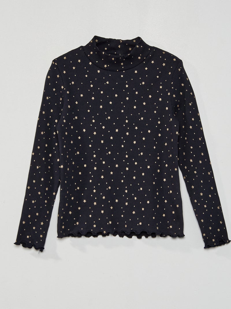 Camisola de gola alta estampada AZUL - Kiabi