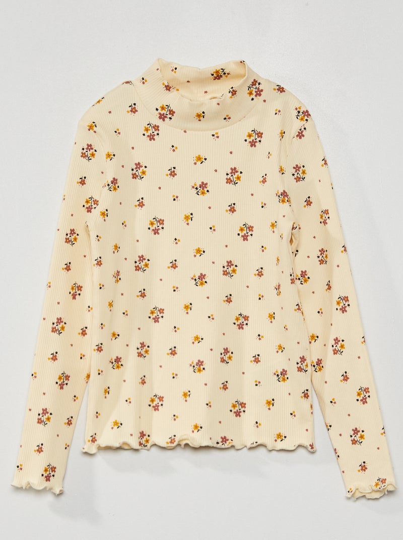 Camisola de gola alta estampada BEGE - Kiabi