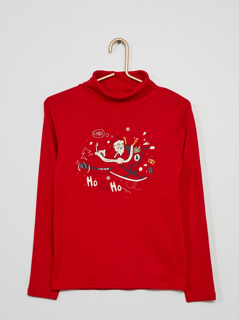 Camisola de gola alta estampada VERMELHO - Kiabi