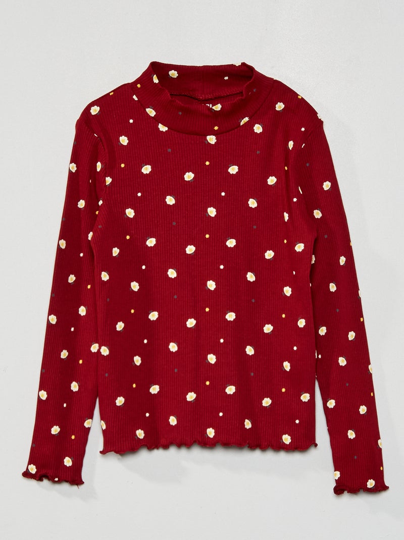 Camisola de gola alta estampada VERMELHO - Kiabi