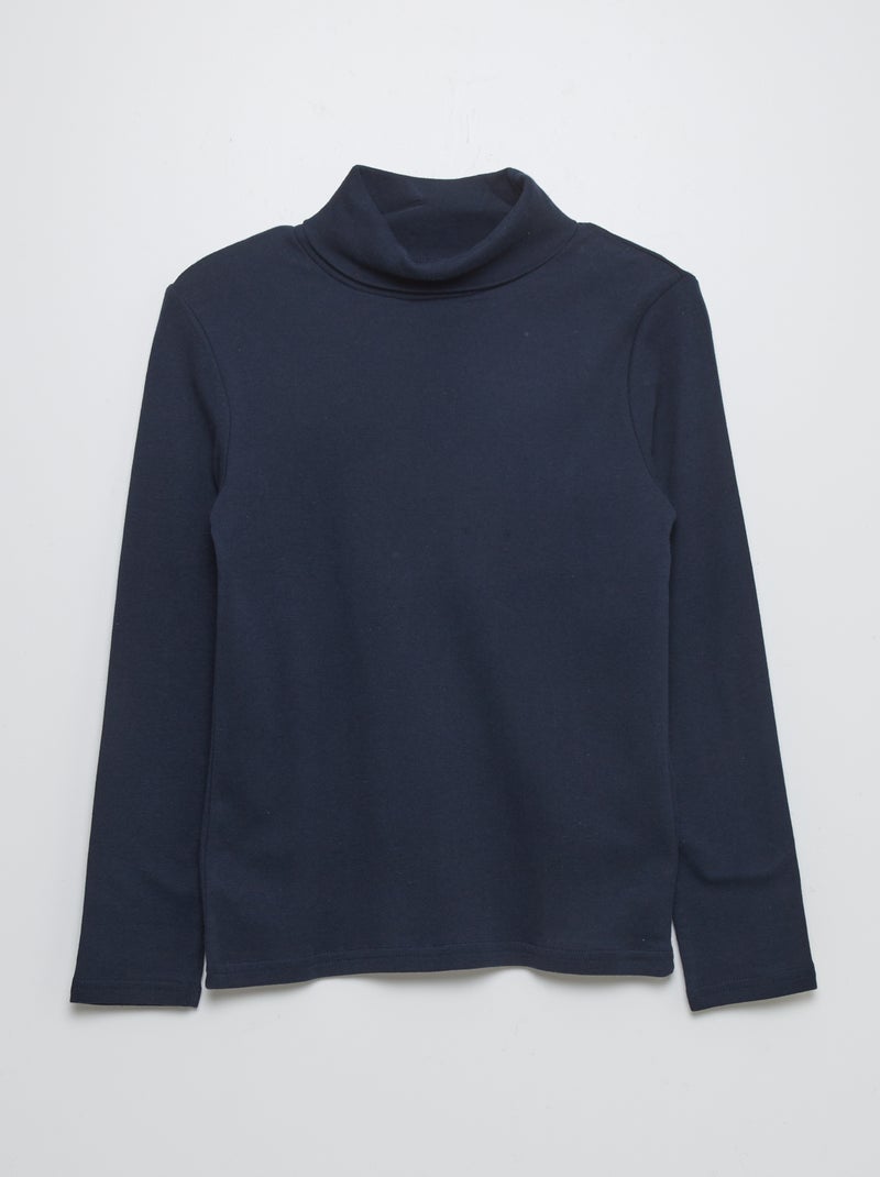 Camisola de gola alta lisa AZUL - Kiabi
