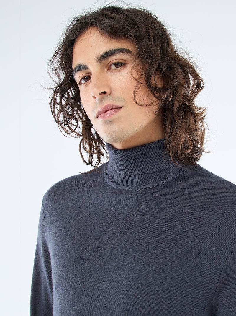 Camisola de gola alta lisa Azul - Kiabi