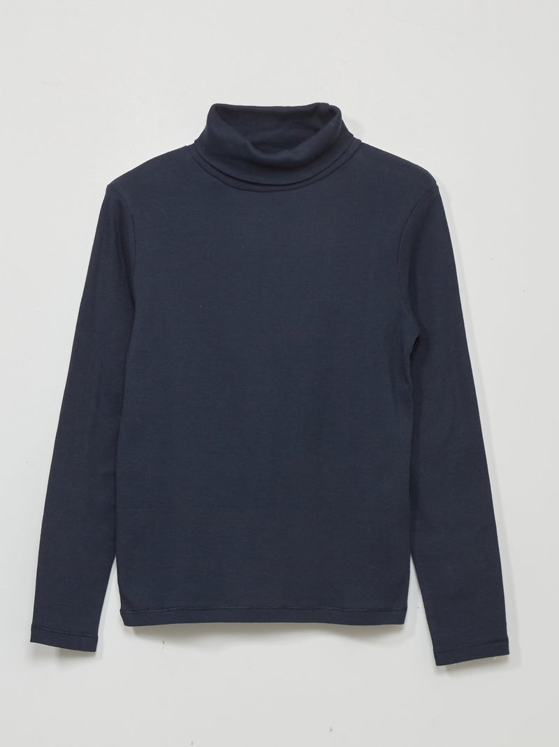 Camisola de gola alta lisa Azul Marinho - Kiabi