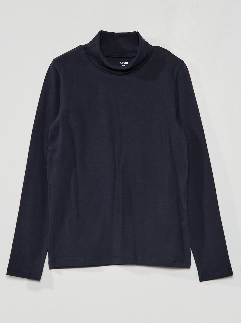 Camisola de gola alta lisa Azul Marinho - Kiabi