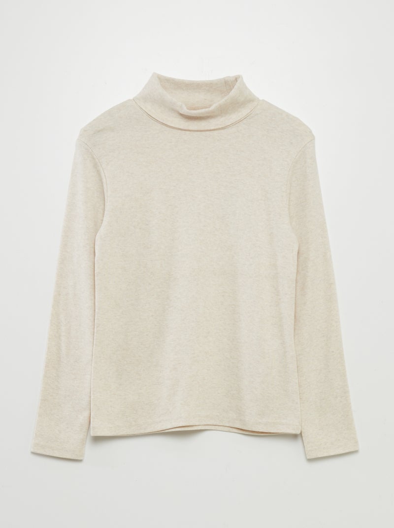 Camisola de gola alta lisa BEGE - Kiabi