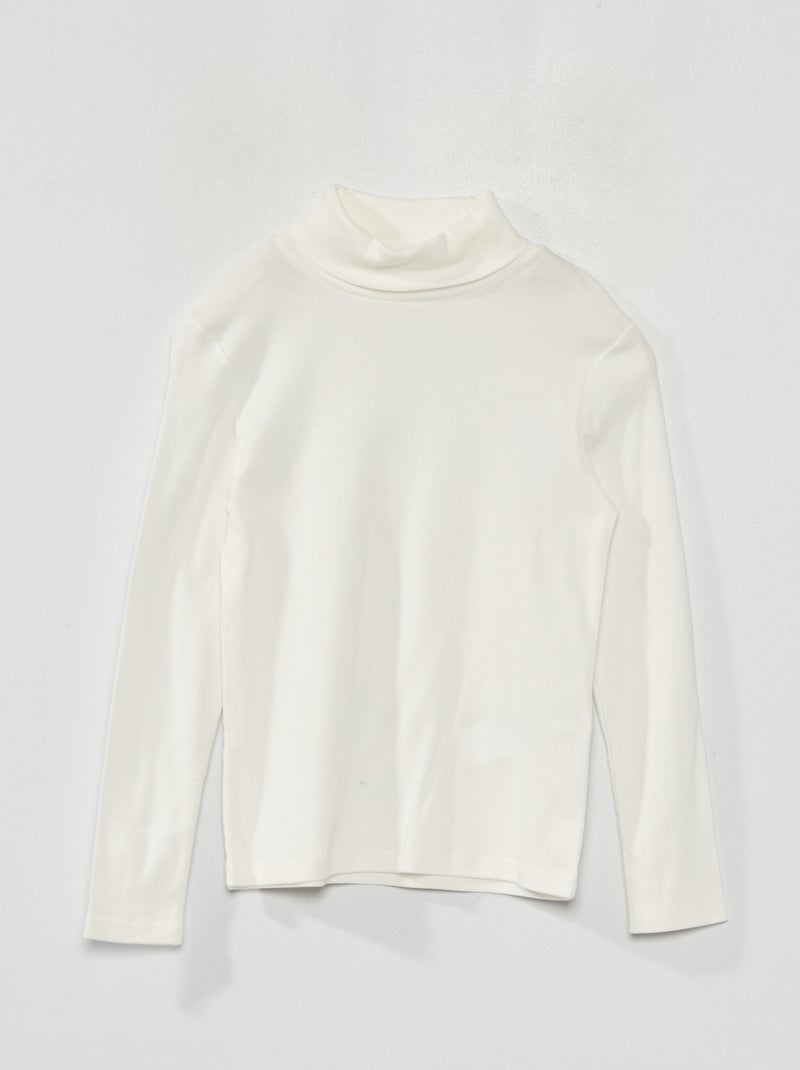 Camisola de gola alta lisa Branco - Kiabi