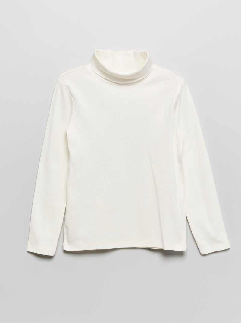 Camisola de gola alta lisa Branco - Kiabi