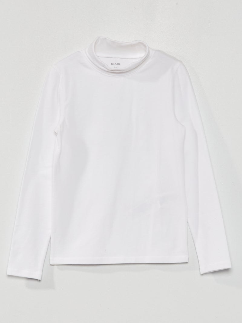 Camisola de gola alta lisa Branco - Kiabi