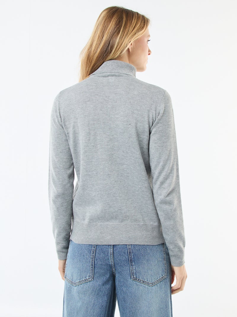 Camisola de gola alta lisa Cinza - Kiabi