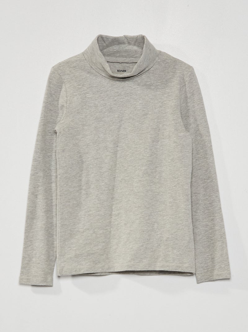 Camisola de gola alta lisa CINZA - Kiabi