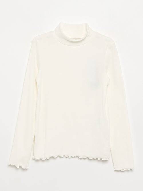 Camisola de gola alta lisa com acabamentos ondulados - Kiabi Camisola de gola alta lisa com acabamentos ondulados - Kiabi