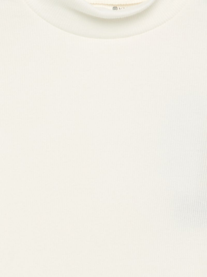 Camisola de gola alta lisa com acabamentos ondulados Branco - Kiabi