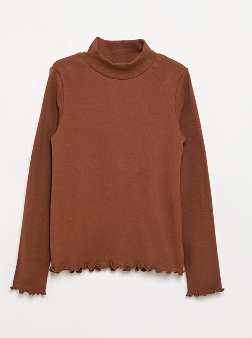 Camisola de gola alta lisa com acabamentos ondulados - Kiabi Camisola de gola alta lisa com acabamentos ondulados - Kiabi