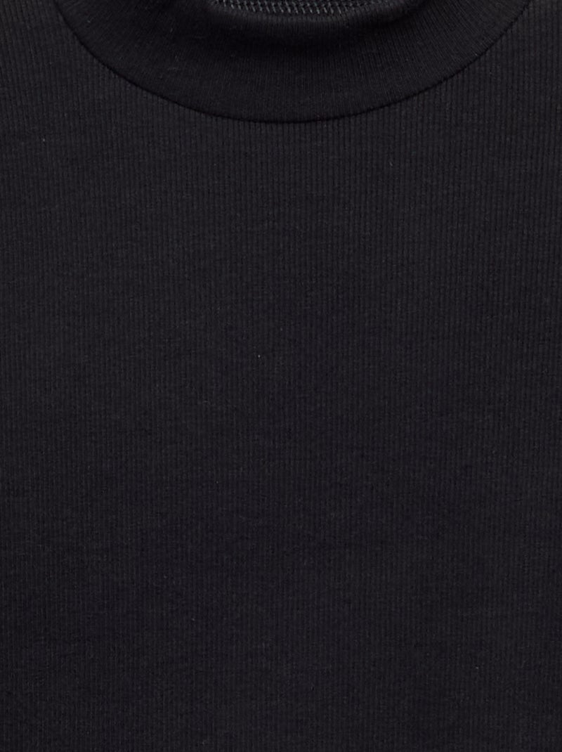 Camisola de gola alta lisa com acabamentos ondulados Preto - Kiabi