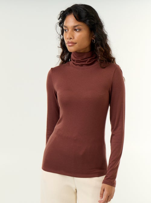 Camisola de gola alta lisa de lã misturada - Kiabi