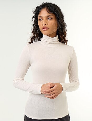 Camisola de gola alta lisa de lã misturada