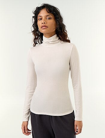 Camisola de gola alta lisa de lã misturada