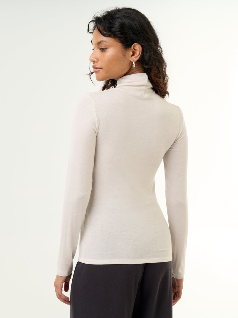 Camisola de gola alta lisa de lã misturada Cinza - Kiabi