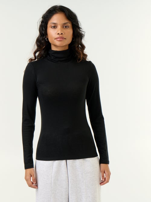 Camisola de gola alta lisa de lã misturada - Kiabi