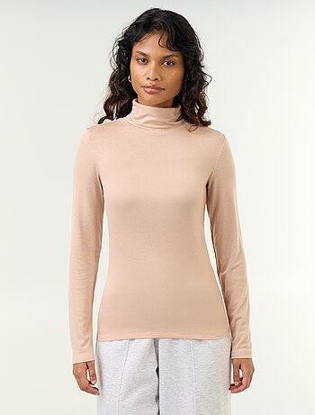 Camisola de gola alta lisa de lã misturada