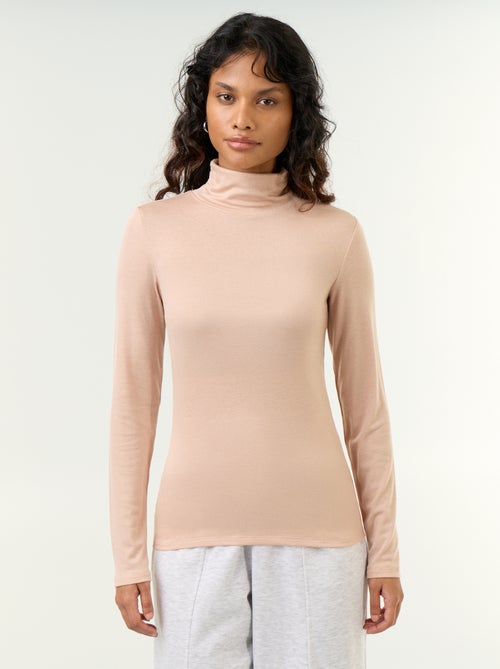 Camisola de gola alta lisa de lã misturada - Kiabi