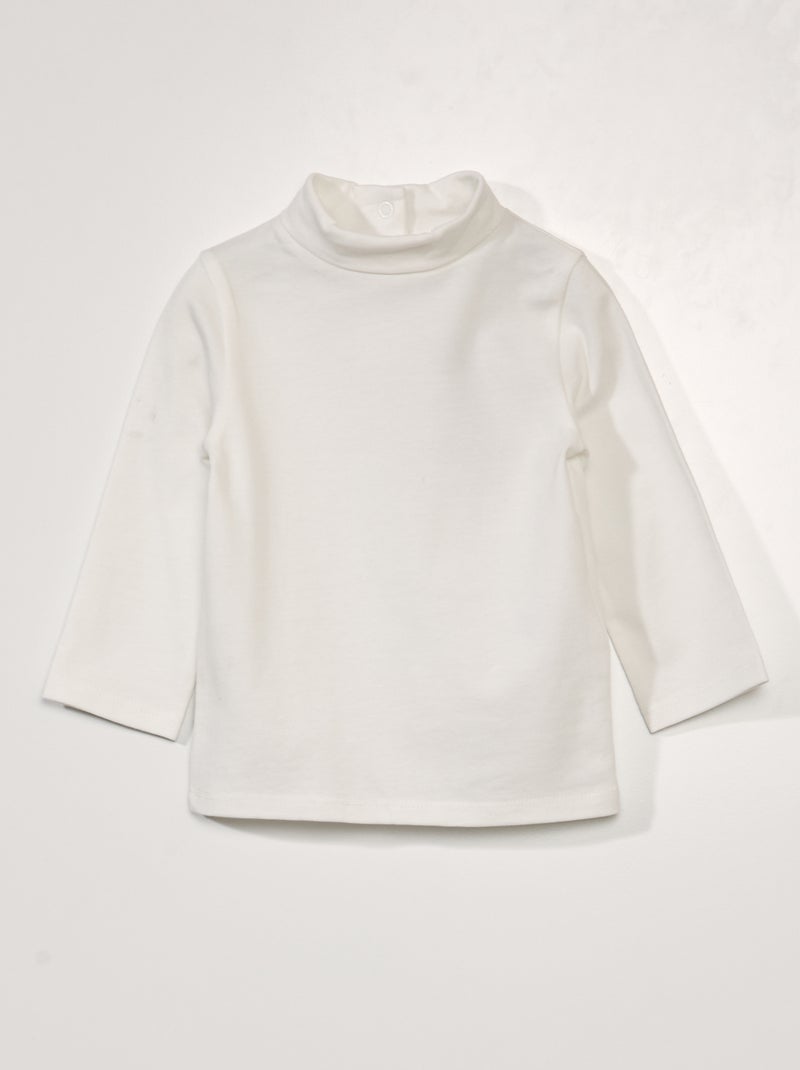 Camisola de gola alta lisa em jersey Branco - Kiabi