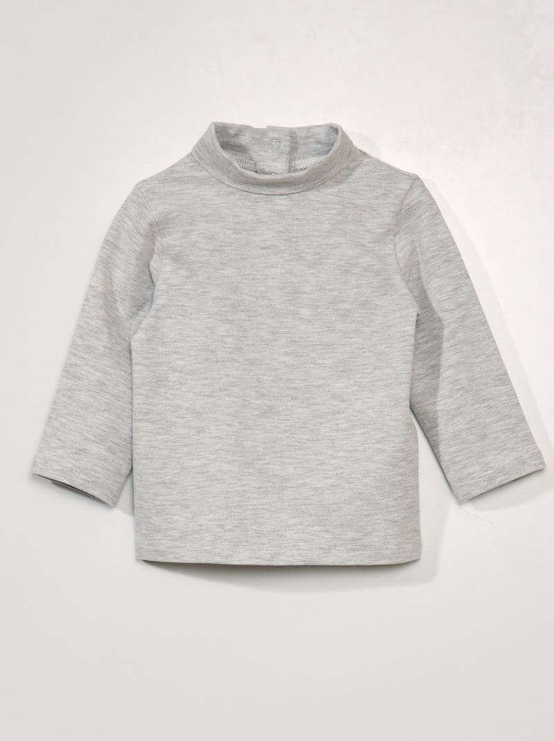 Camisola de gola alta lisa em jersey CINZA - Kiabi