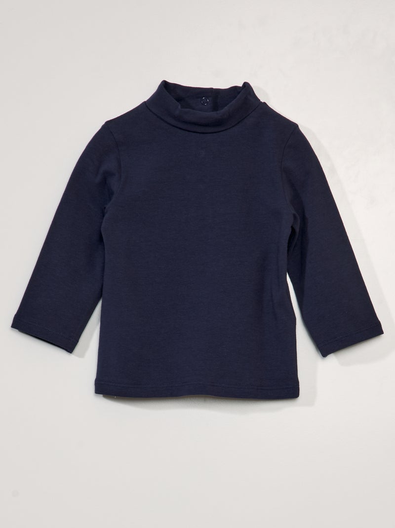 Camisola de gola alta lisa em jersey PRETO - Kiabi
