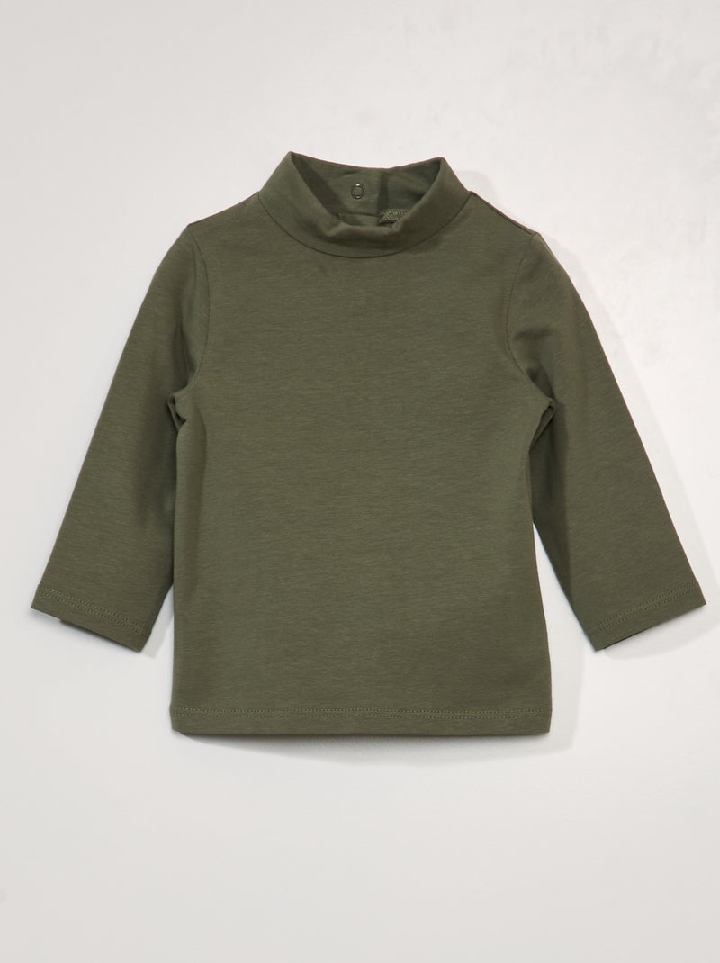Camisola de gola alta lisa em jersey VERDE - Kiabi