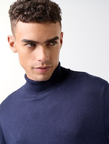 Camisola de gola alta lisa em malha fina