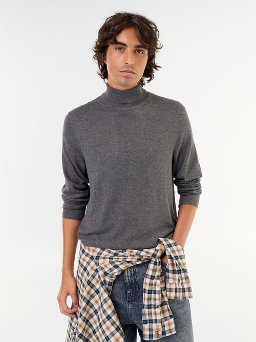 Camisola de gola alta lisa em malha fina - Kiabi