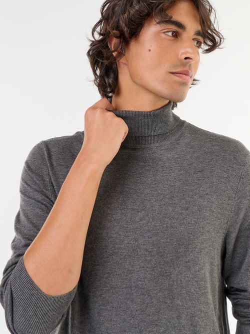 Camisola de gola alta lisa em malha fina - Kiabi