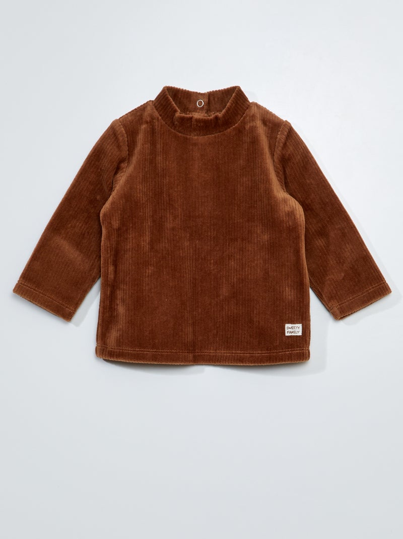 Camisola de gola alta lisa em veludo LARANJA - Kiabi