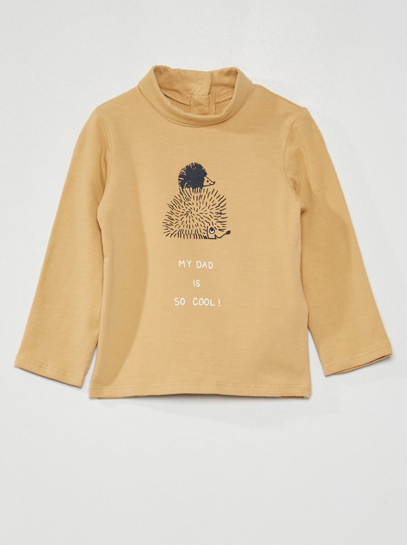 Camisola de gola alta lisa estampado fantasia BEGE - Kiabi
