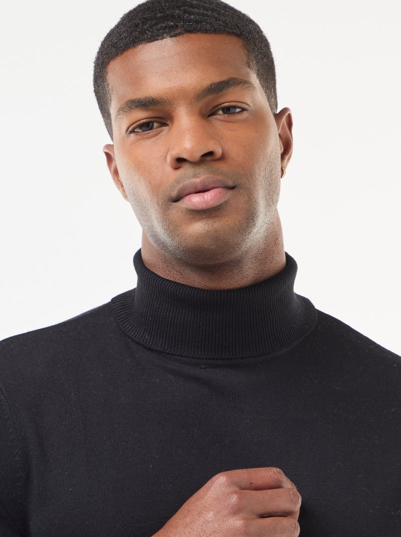 Camisola de gola alta lisa Preto - Kiabi