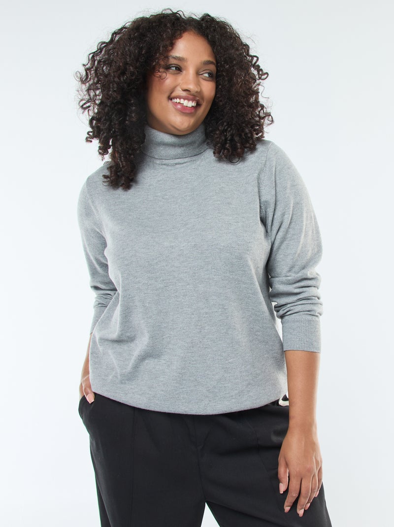Camisola de gola alta lisa Preto - Kiabi