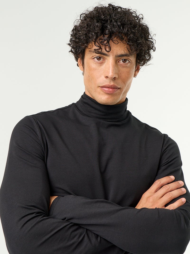 Camisola de gola alta lisa Preto - Kiabi