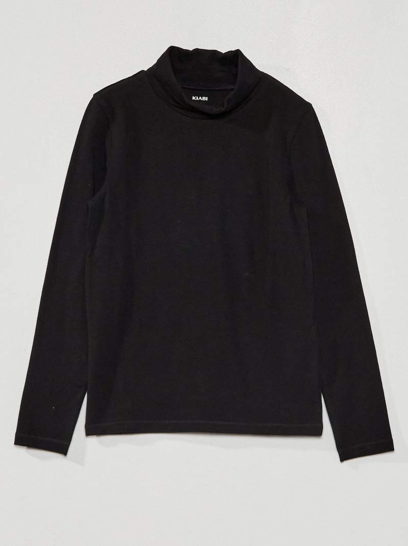 Camisola de gola alta lisa Preto - Kiabi