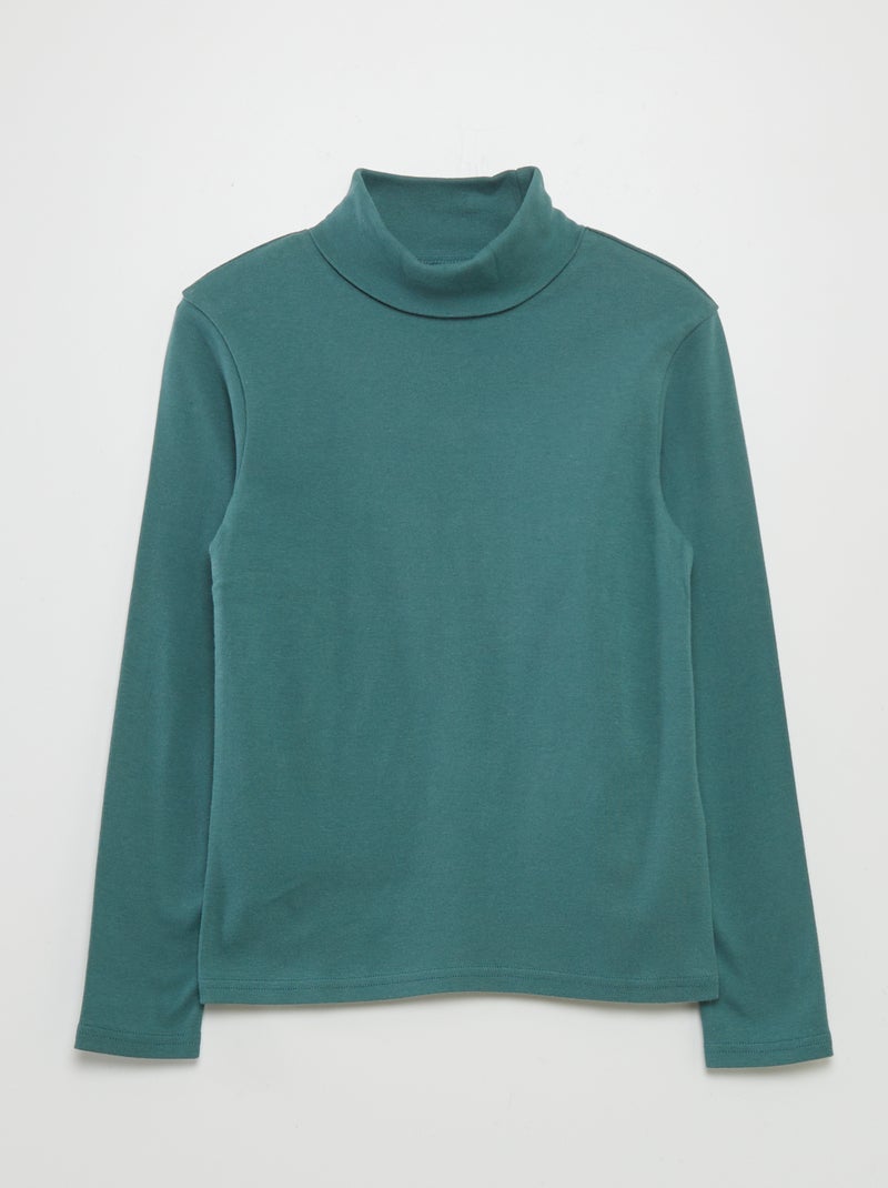 Camisola de gola alta lisa VERDE - Kiabi